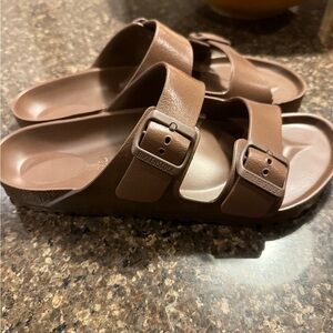 Birkenstock Chocolate Brown Slide Sandals - Rubber - 41 - Brand New